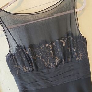 Ann Taylor Black Silk Chiffon Lace Dress - 2